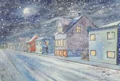 Kirkjubraut-Akranes-Oilpainting-on-canvas-100-x-70-cm